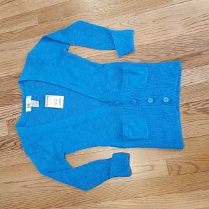 NWT Blue Cardigan with pockets, Size Small